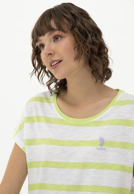 Kadın Fıstık Yeşili Bisiklet Yaka Tişört - 50266180023