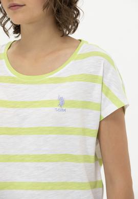 Kadın Fıstık Yeşili Bisiklet Yaka Tişört - 50266180023