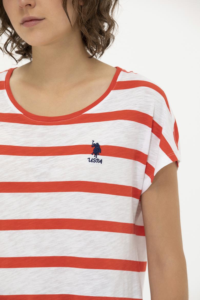 Kadın Kırmızı Bisiklet Yaka Tişört - 50266180028