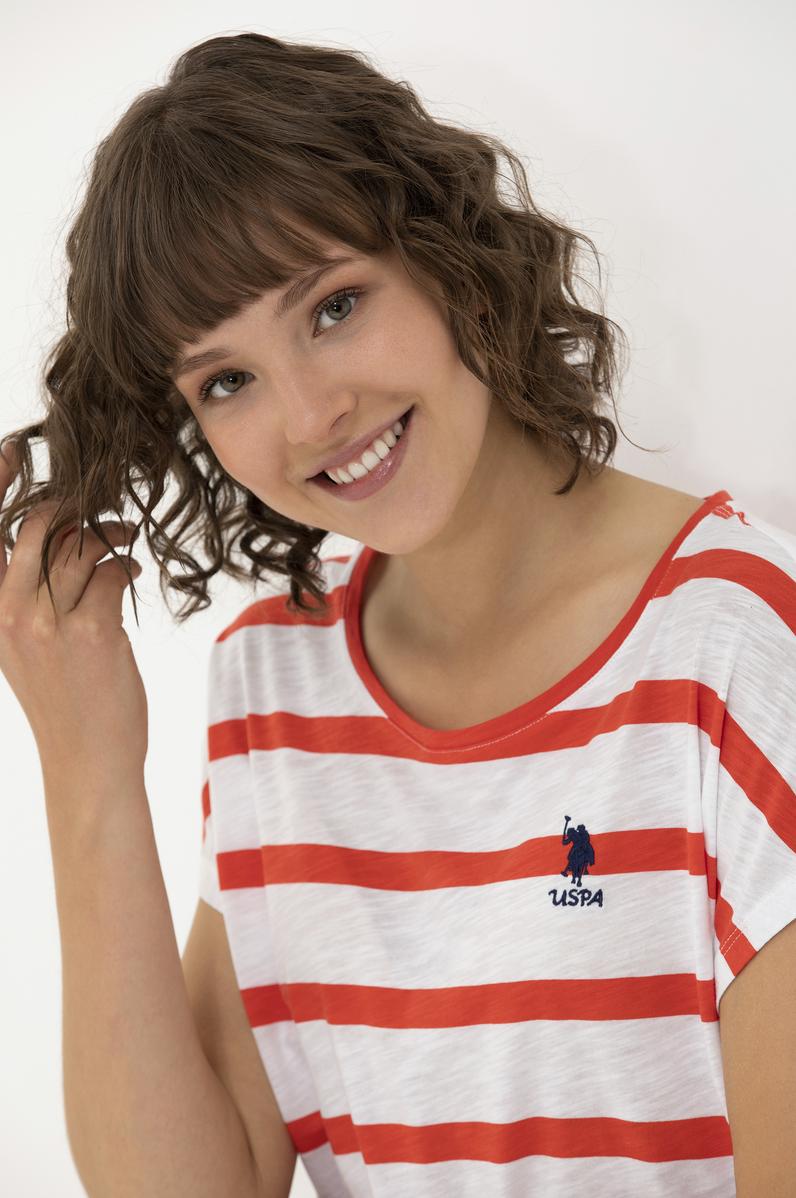 Kadın Kırmızı Bisiklet Yaka Tişört