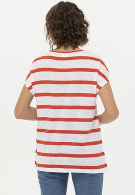 Kadın Kırmızı Bisiklet Yaka Tişört - 50266180028