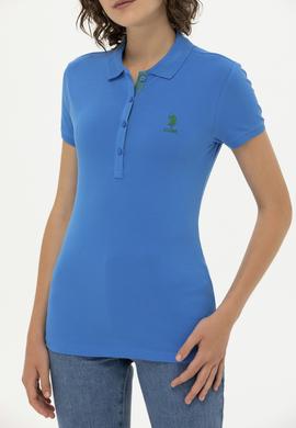 Kadın Saks Basic Polo Yaka Tişört - 50266513096