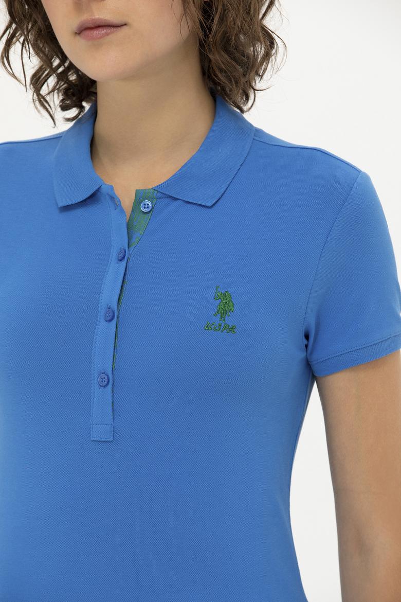 Kadın Saks Basic Polo Yaka Tişört - 50266513096