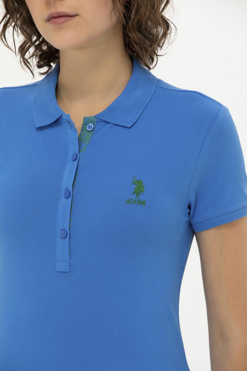 Kadın Saks Basic Polo Yaka Tişört