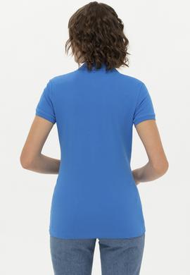 Kadın Saks Basic Polo Yaka Tişört - 50266513096