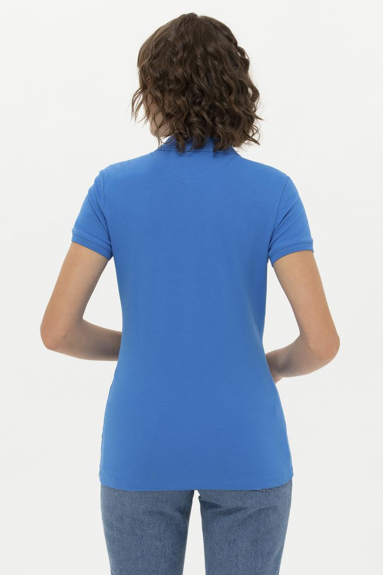 Kadın Saks Basic Polo Yaka Tişört - 50266513096