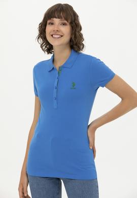 Kadın Saks Basic Polo Yaka Tişört - 50266513096