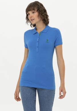 Kadın Saks Basic Polo Yaka Tişört - 50266513096