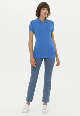 Kadın Saks Basic Polo Yaka Tişört - 50266513096