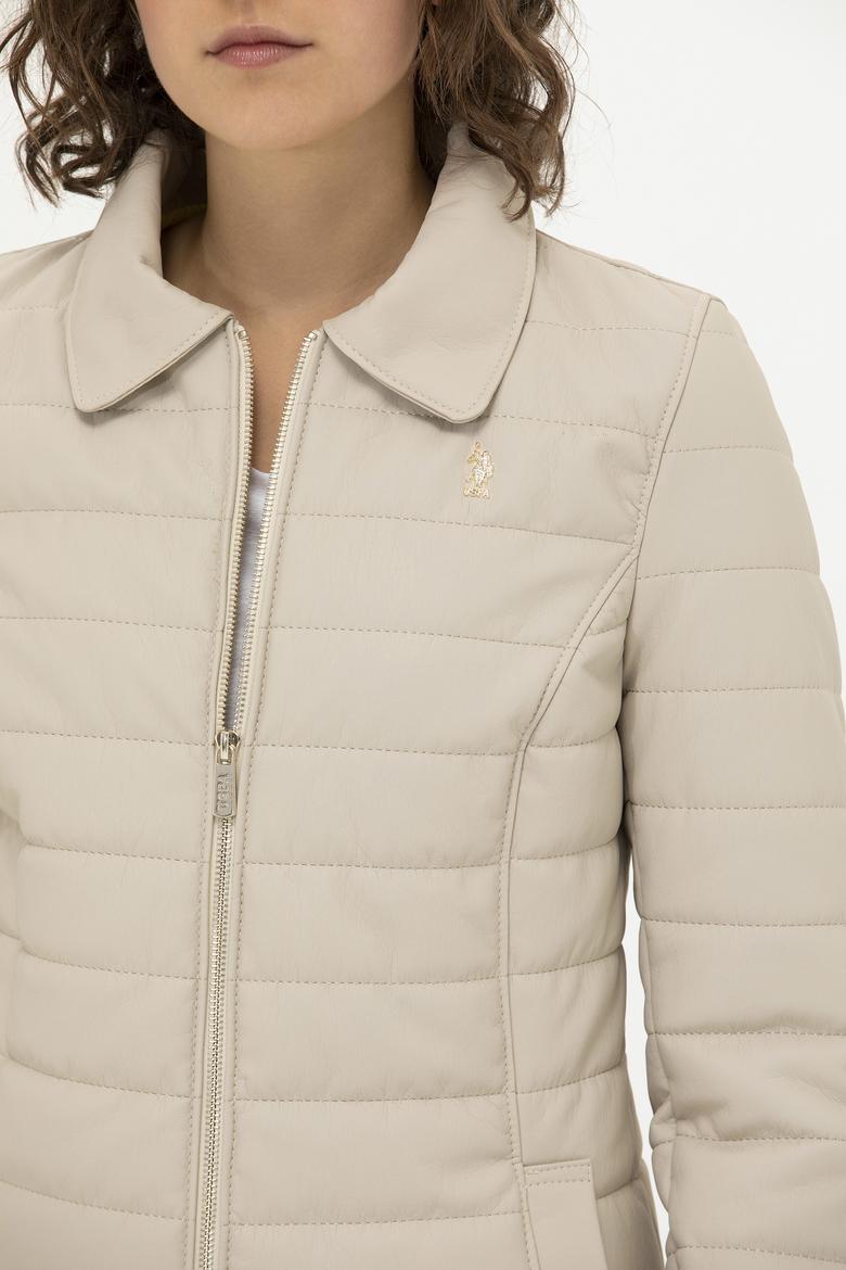 Kadın Ekru Deri Ceket - 50269051006