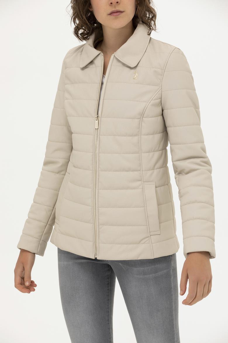 Kadın Ekru Deri Ceket - 50269051006