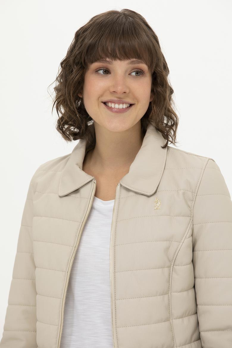 Kadın Ekru Deri Ceket - 50269051006