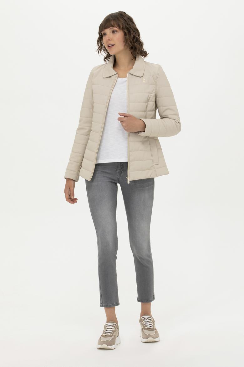 Kadın Ekru Deri Ceket - 50269051006