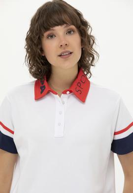 Kadın Beyaz Polo Yaka Tişört - 50269972008