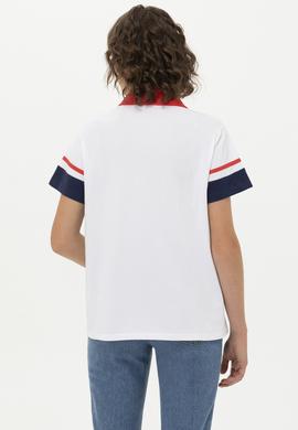 Kadın Beyaz Polo Yaka Tişört - 50269972008