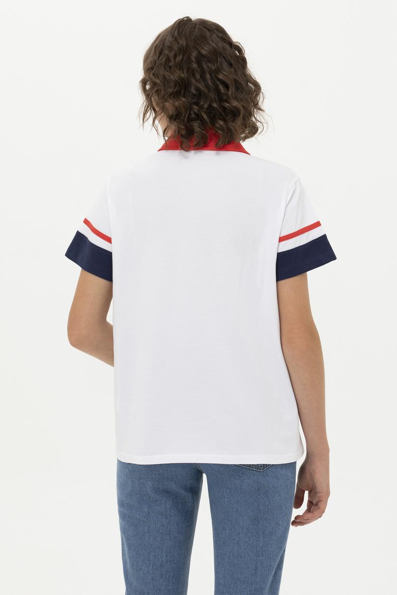 Kadın Beyaz Polo Yaka Tişört - 50269972008
