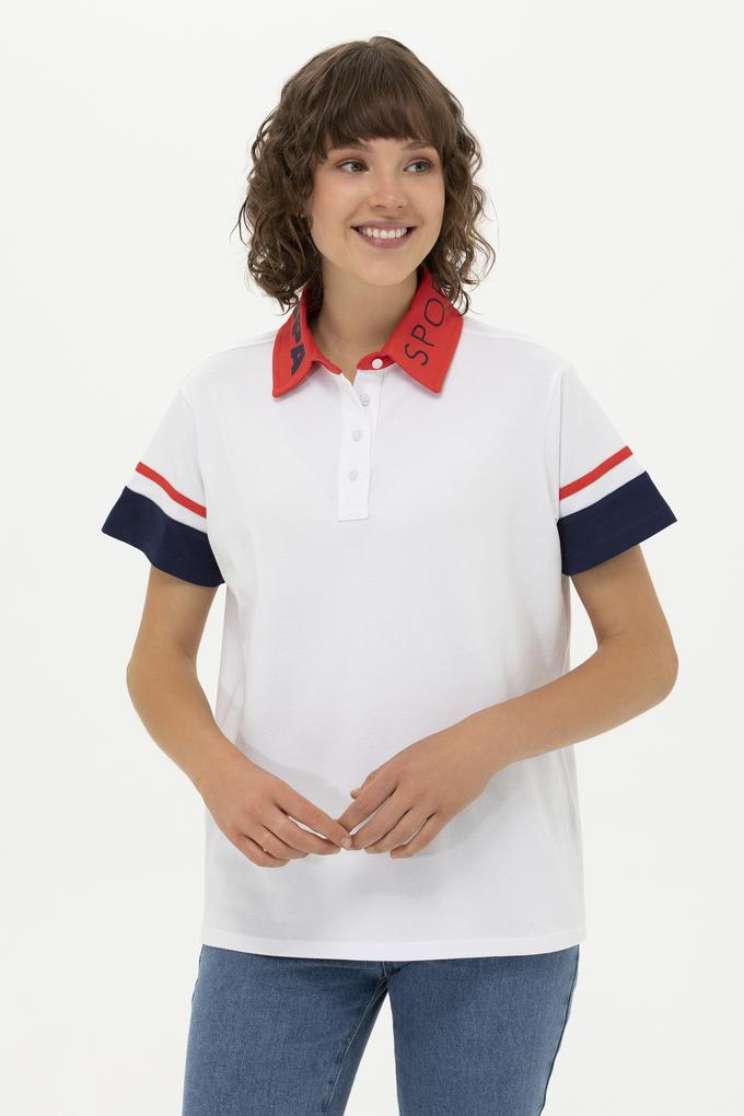 Kadın Beyaz Polo Yaka Tişört