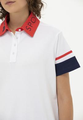 Kadın Beyaz Polo Yaka Tişört - 50269972008