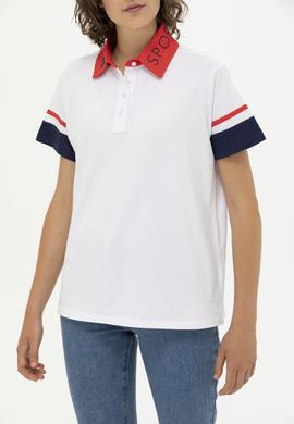 Kadın Beyaz Polo Yaka Tişört - 50269972008