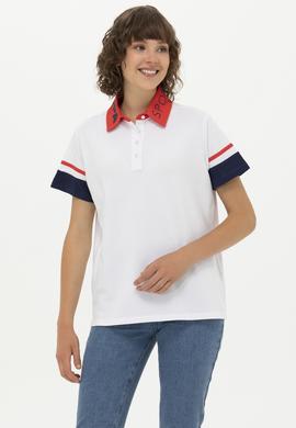 Kadın Beyaz Polo Yaka Tişört - 50269972008