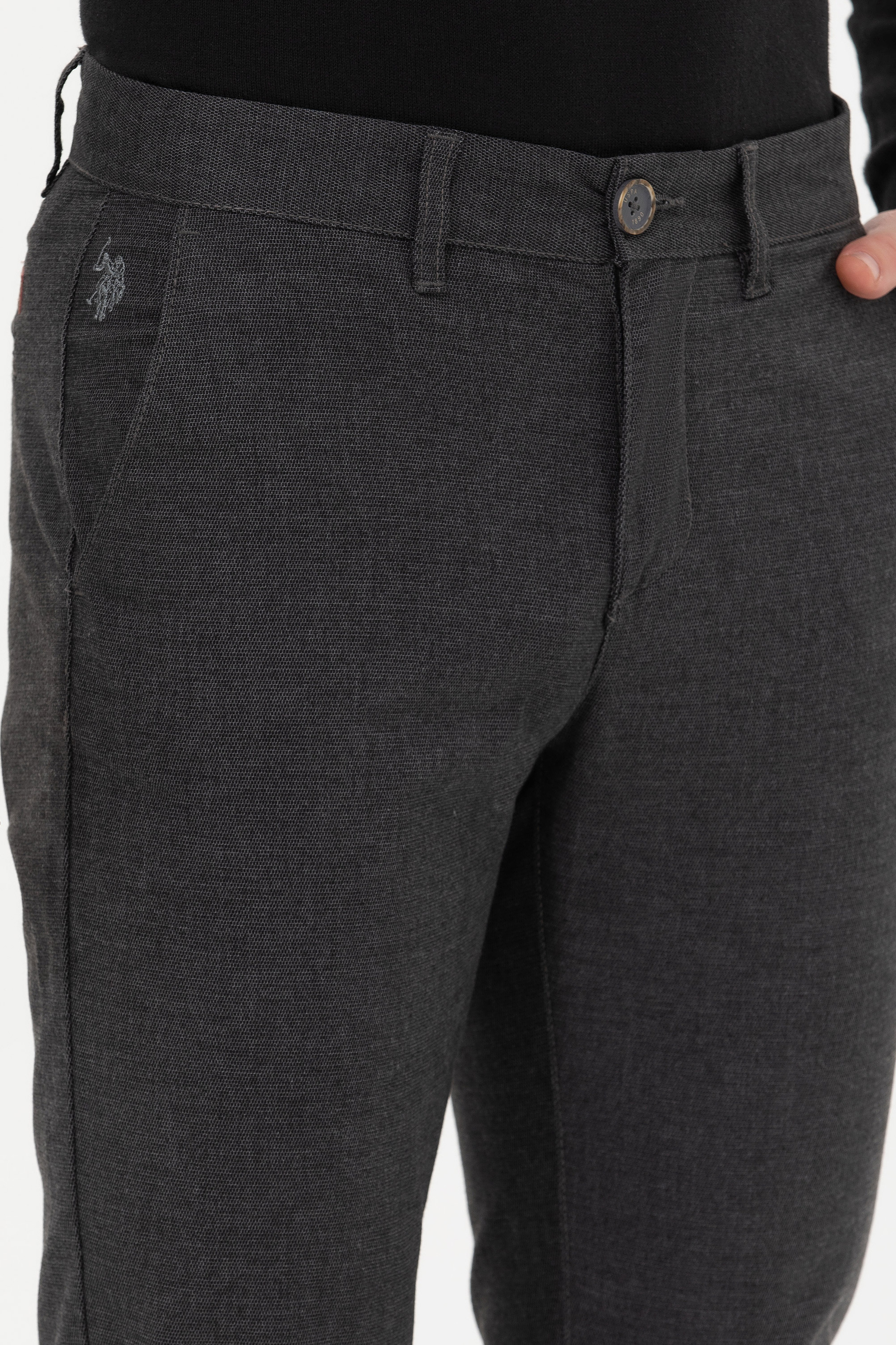 Erkek Slim Fit Antrasit Kanvas Pantolon