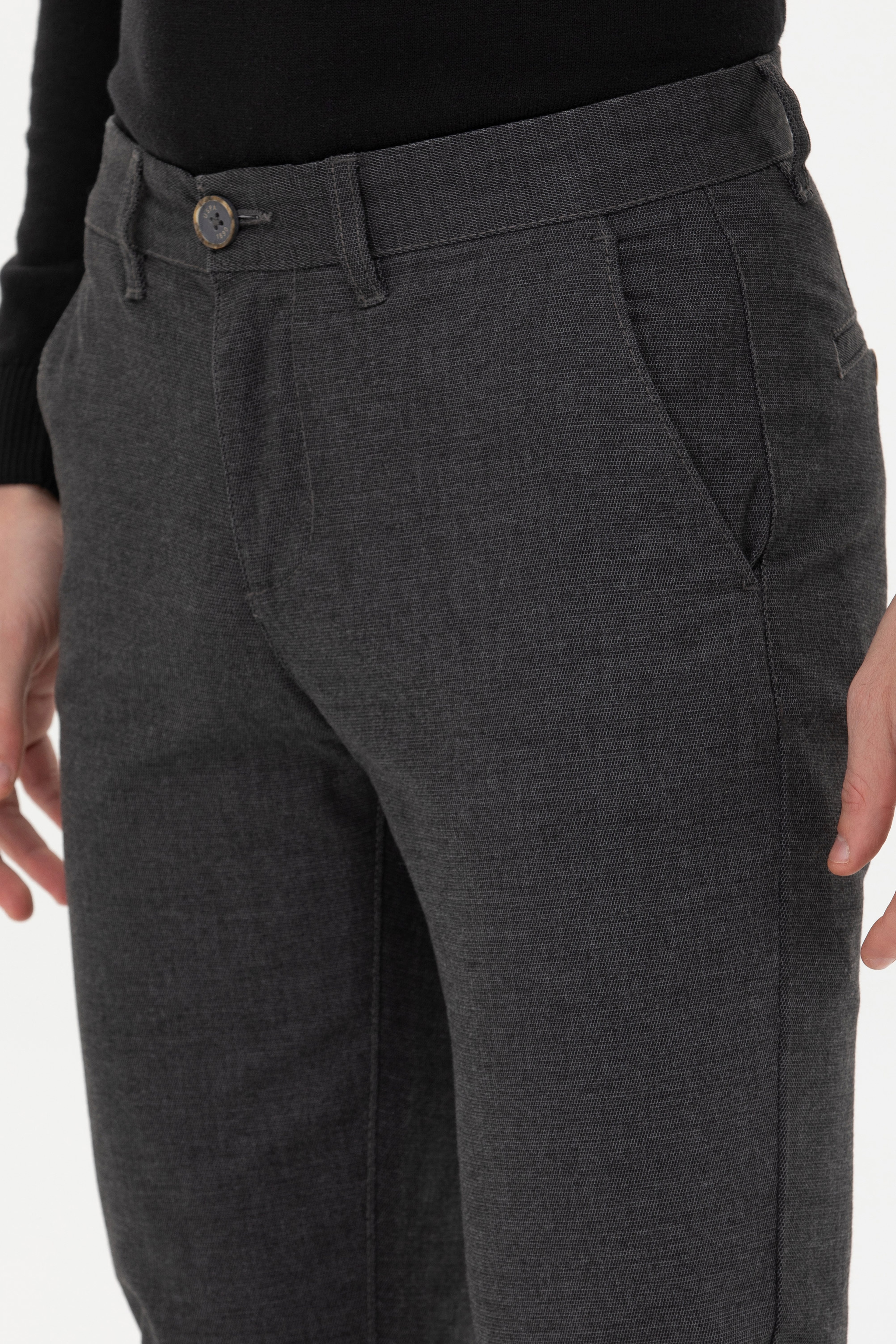 Erkek Slim Fit Antrasit Kanvas Pantolon - Image 5