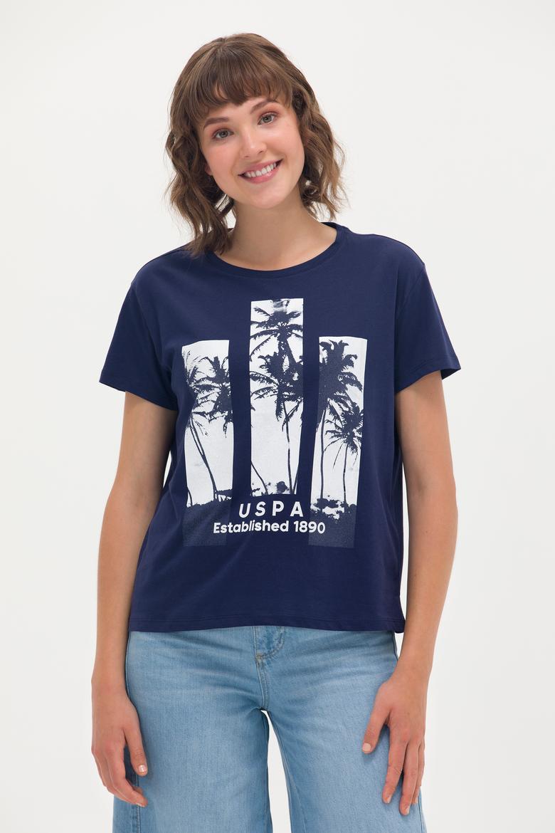 Kadın Lacivert Bisiklet Yaka Tişört