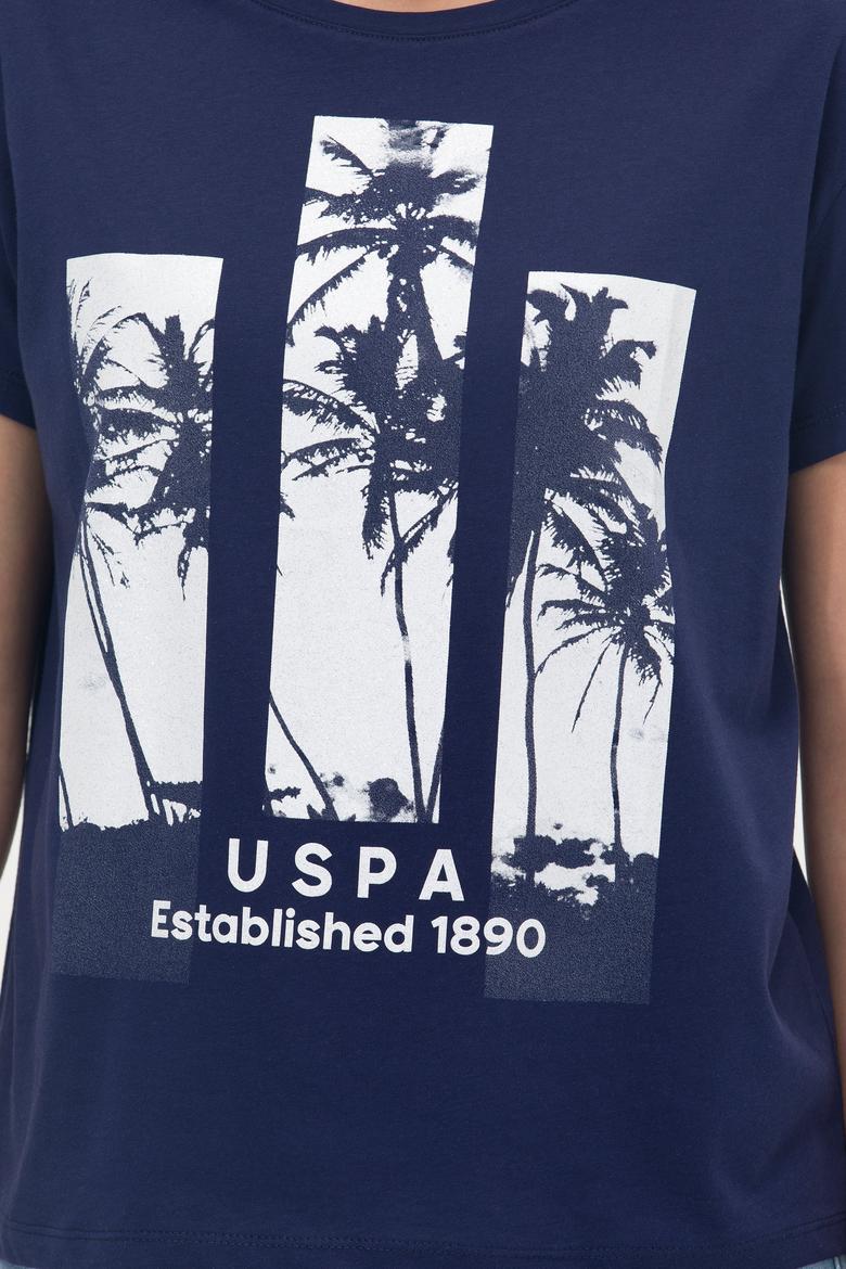 Kadın Lacivert Bisiklet Yaka Tişört - 50262937030