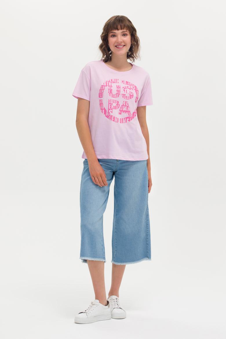 Kadın Manolya Bisiklet Yaka Tişört - 50262944007