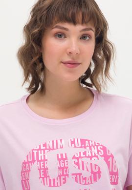 Kadın Manolya Bisiklet Yaka Tişört - 50262944007