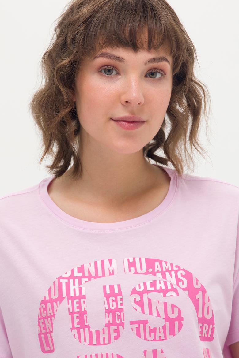 Kadın Manolya Bisiklet Yaka Tişört - 50262944007