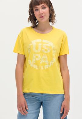 Kadın Sarı Bisiklet Yaka Tişört - 50262944016