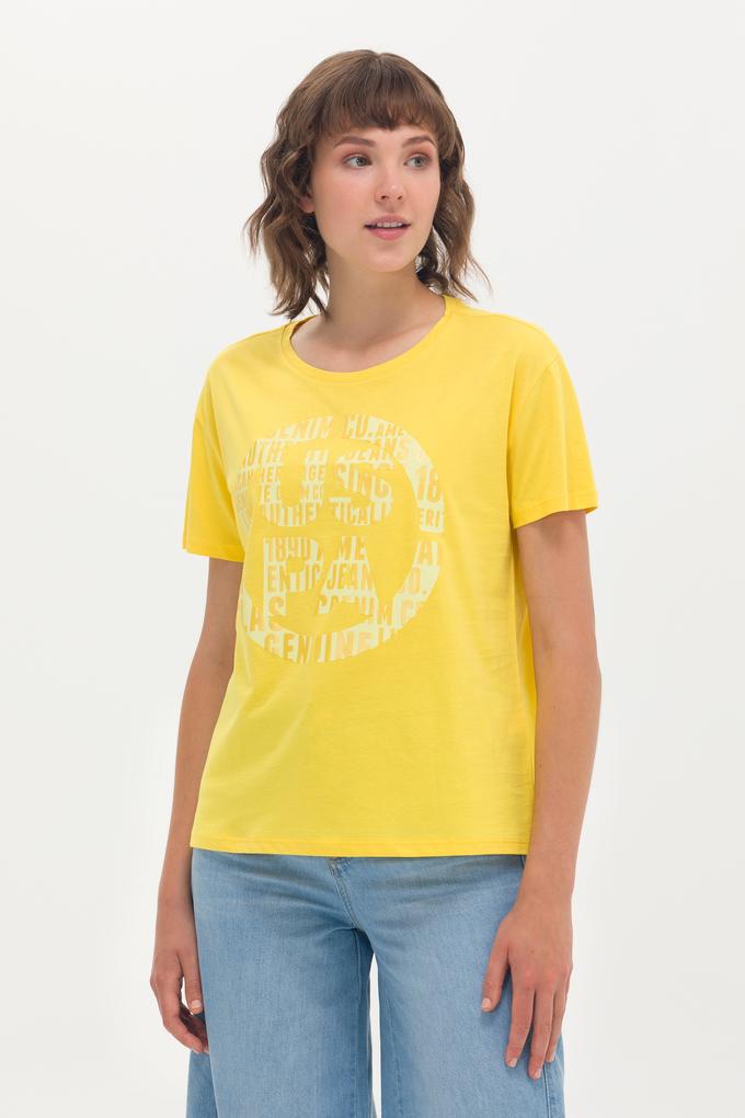 Kadın Sarı Bisiklet Yaka Tişört