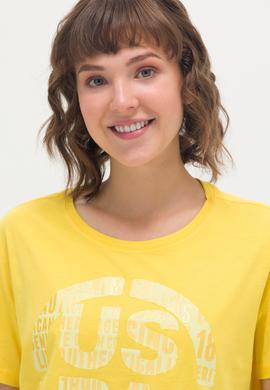 Kadın Sarı Bisiklet Yaka Tişört - 50262944016