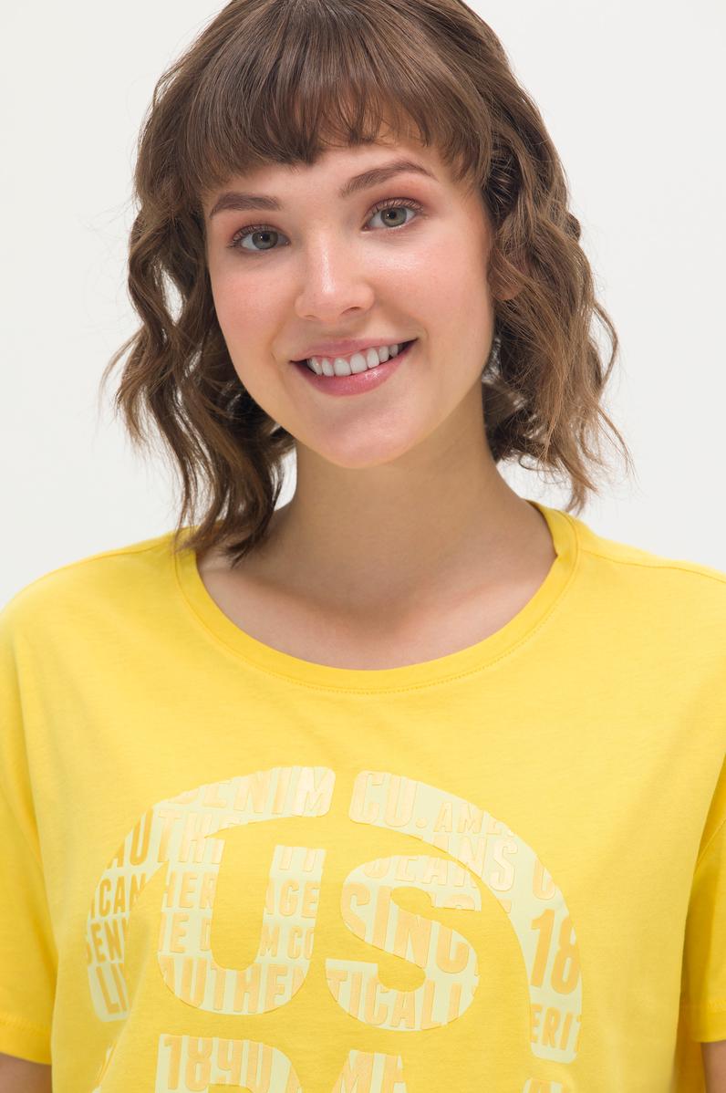 Kadın Sarı Bisiklet Yaka Tişört