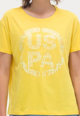 Kadın Sarı Bisiklet Yaka Tişört - 50262944016