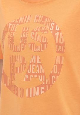 Kadın Turuncu Bisiklet Yaka Tişört - 50262944022