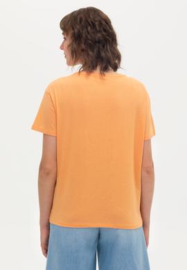 Kadın Turuncu Bisiklet Yaka Tişört - 50262944022