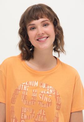 Kadın Turuncu Bisiklet Yaka Tişört - 50262944022