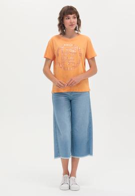 Kadın Turuncu Bisiklet Yaka Tişört - 50262944022