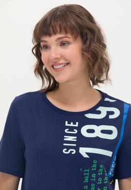 Kadın Lacivert Bisiklet Yaka Tişört - 50262948014