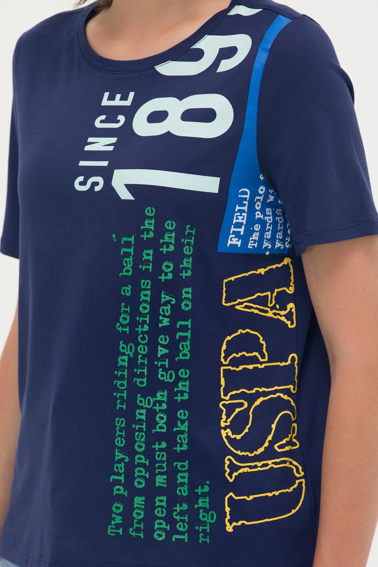 Kadın Lacivert Bisiklet Yaka Tişört - 50262948014