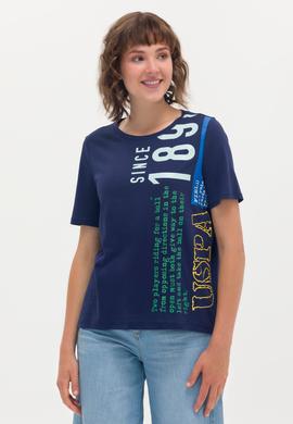 Kadın Lacivert Bisiklet Yaka Tişört - 50262948014