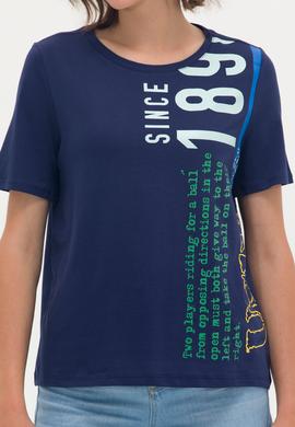 Kadın Lacivert Bisiklet Yaka Tişört - 50262948014