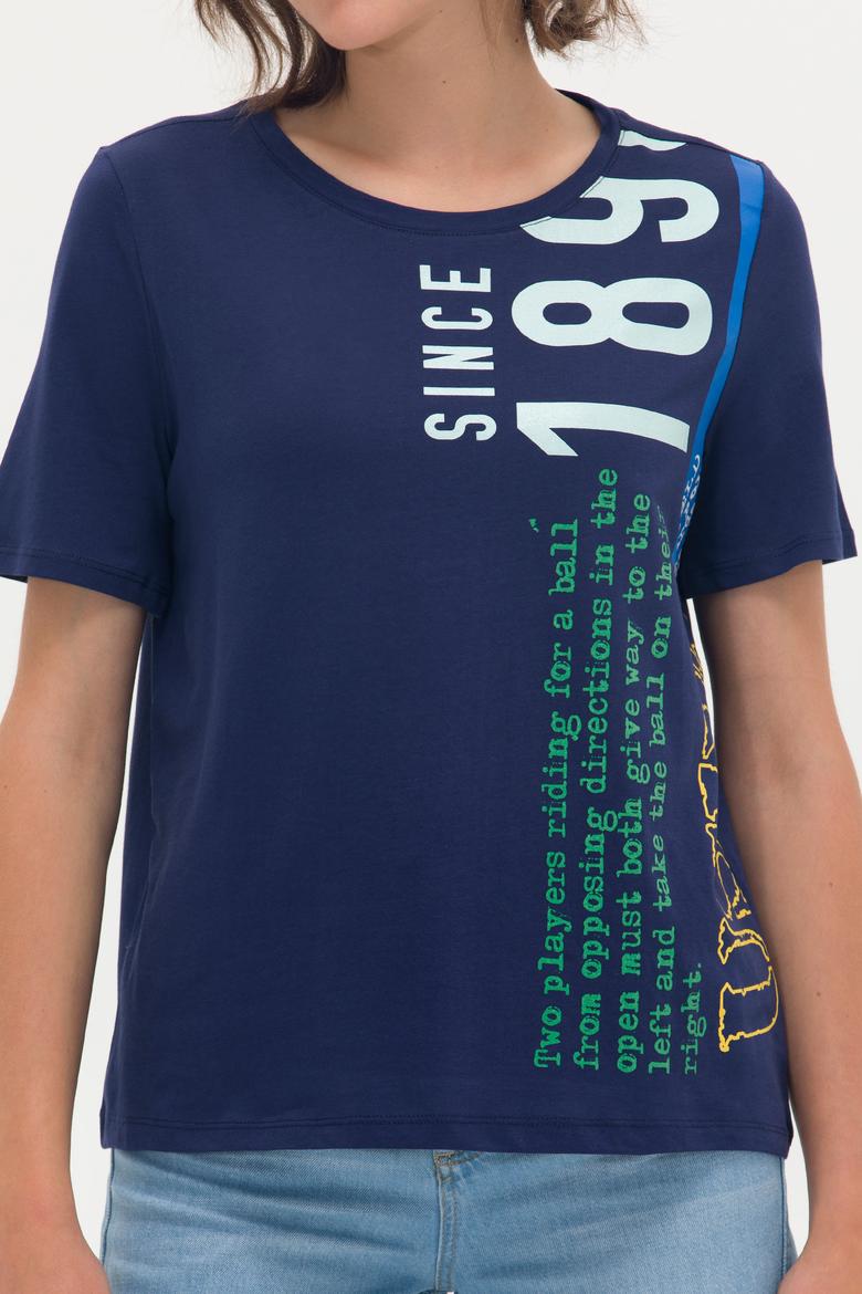 Kadın Lacivert Bisiklet Yaka Tişört - 50262948014