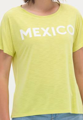 Kadın Neon Sarı Bisiklet Yaka Tişört - 50264188035