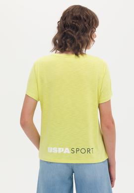 Kadın Neon Sarı Bisiklet Yaka Tişört - 50264188035