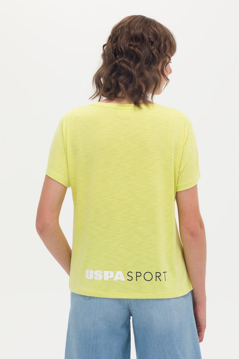 Kadın Neon Sarı Bisiklet Yaka Tişört - 50264188035