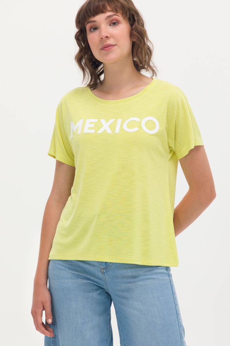 Kadın Neon Sarı Bisiklet Yaka Tişört