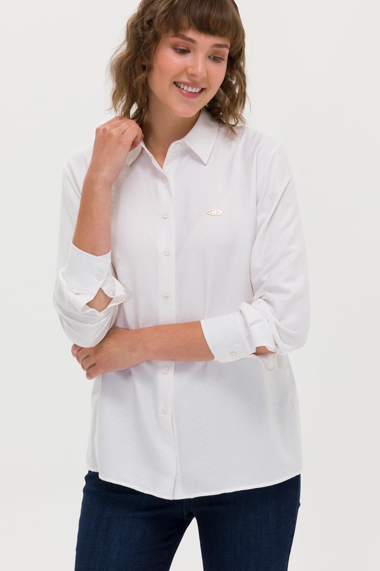 Kadın Beyaz Uzun Kollu Gömlek - 50264189002